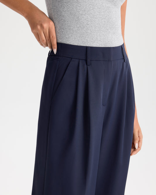 High Rise Pleated Wide Leg Trouser Pants