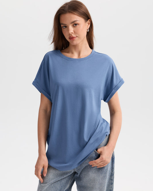 Crew Neck Batwing Relaxed T-Shirt