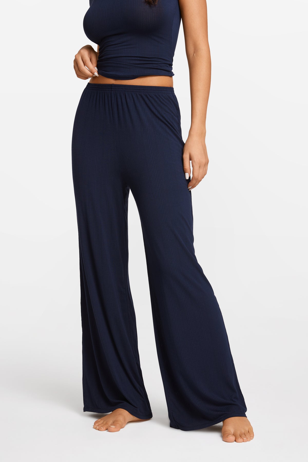 SOULVOR Wide Leg Casual Pants Deep Ocean Blue