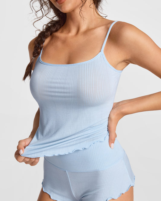 Wavy Hem Fitted Cami Tank